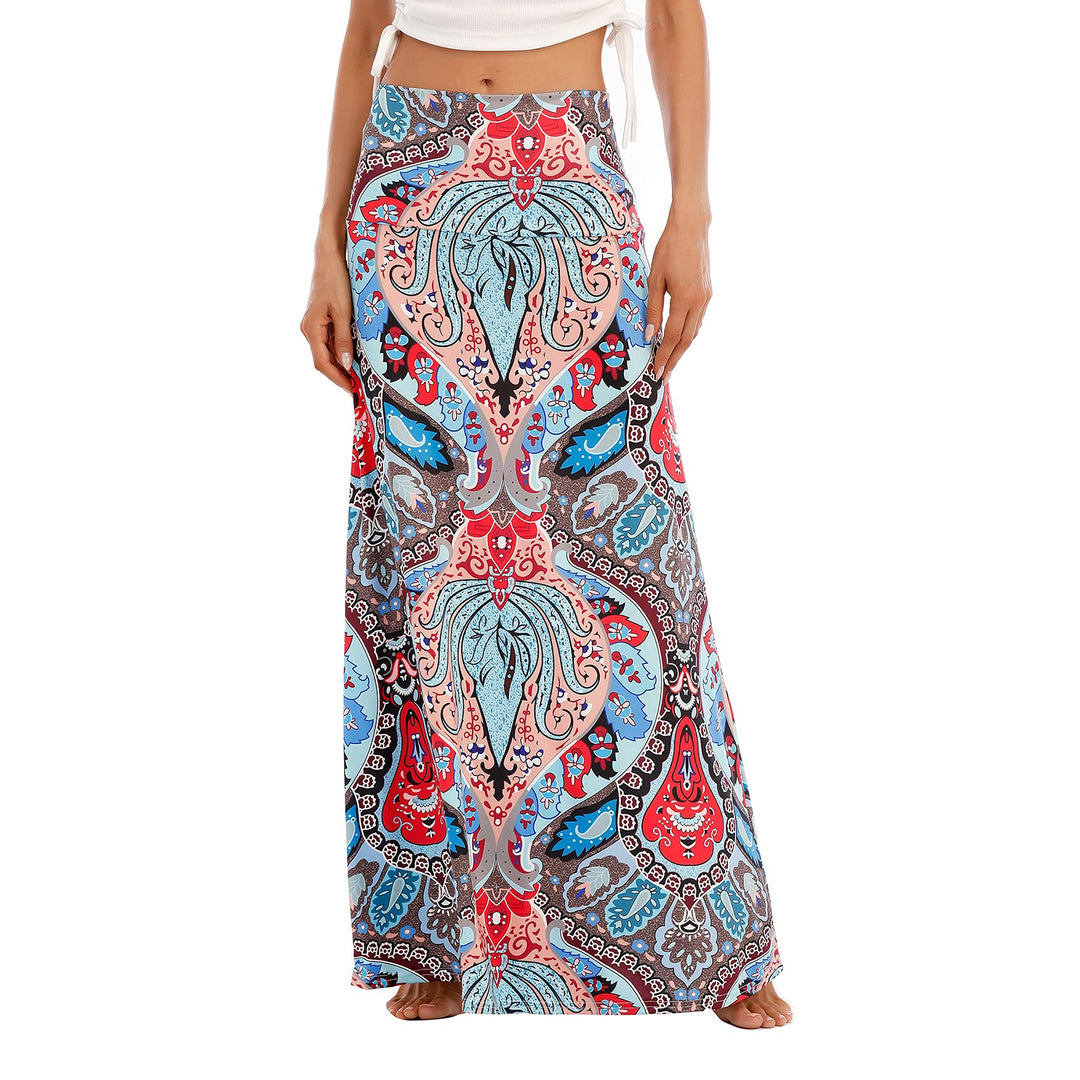 Durio Rock Maxirock Lang Damen Rock Weich Sommerrock Elegant Freizeitrock mit Hohem Bund Elastisch S