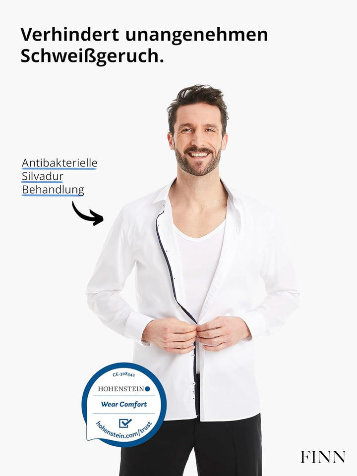 FINN Anti-Schweiss Shirt Herren mit V-Ausschnitt und integrierten Achselpads gegen Starkes Schwitzen