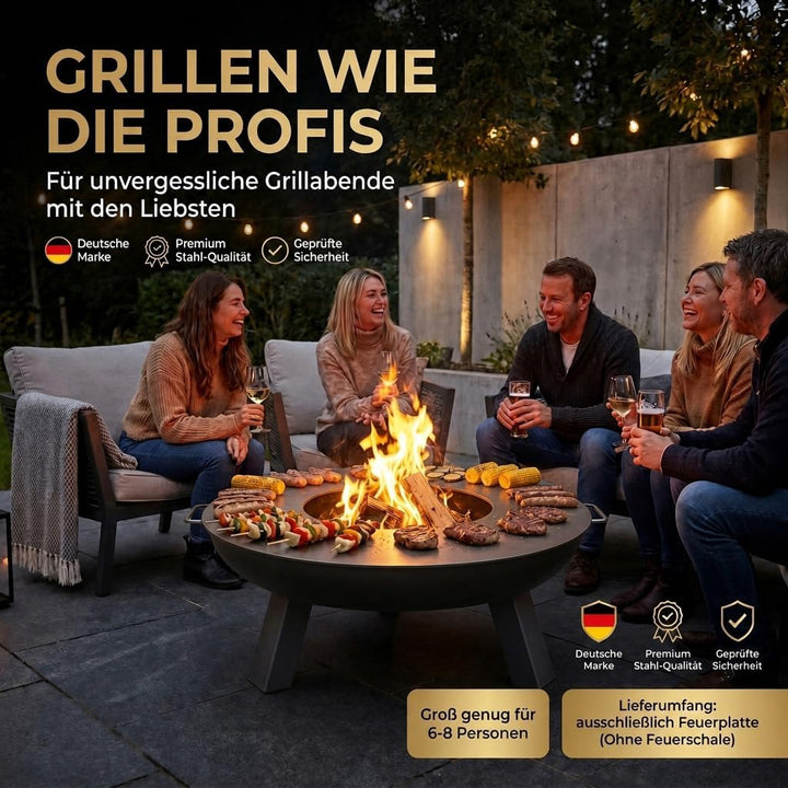 Feuerplatte Plancha Feuerring aus Edelstahl 4mm, Grillplatte passend für Feuertonne 80 cm (Lieferung