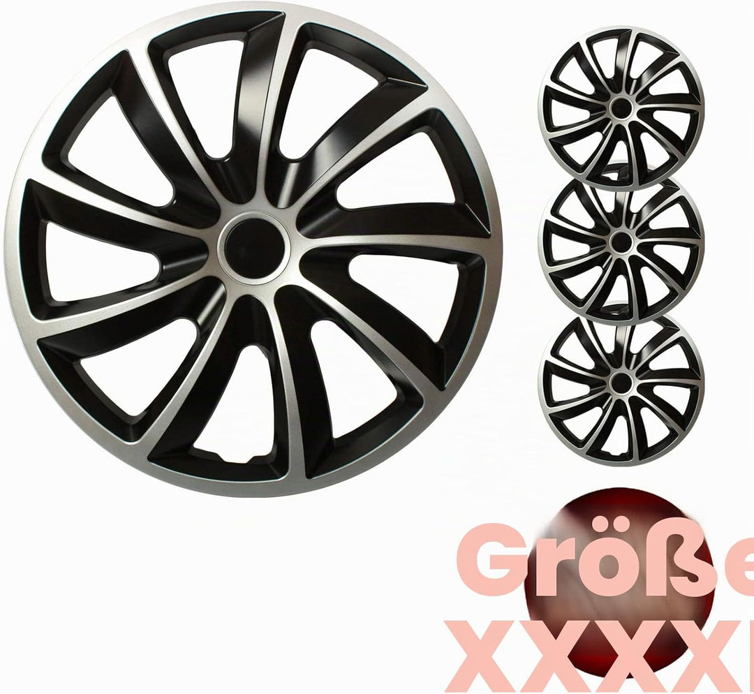 All4You Radzierblenden Nrm Quad Bicolor 16" Zoll Radkappen Radblenden 4 Stück Silber Schwarz