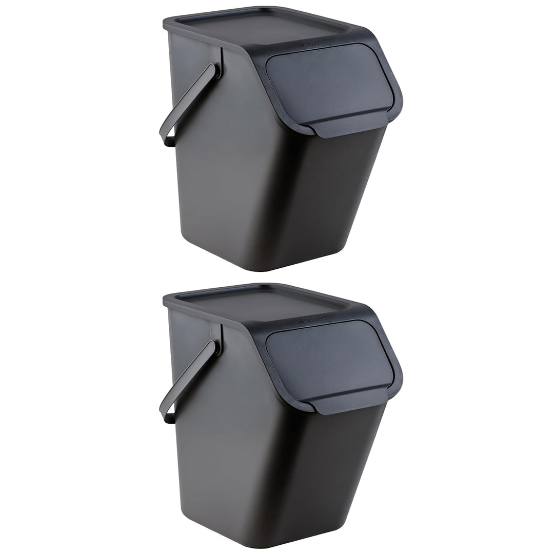 Go Practic 2-er Mülleimer-Set Küche Mülltrennsystem 2x Mülleimer 25l mit Deckel und 2-Pack Bioaktivk