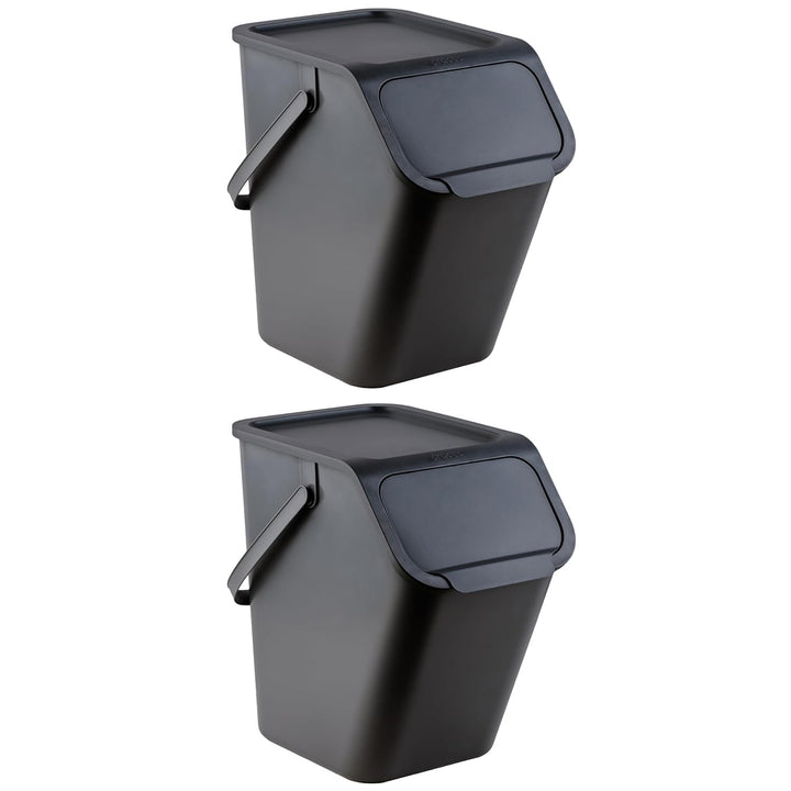 Go Practic 2-er Mülleimer-Set Küche Mülltrennsystem 2x Mülleimer 25l mit Deckel und 2-Pack Bioaktivk