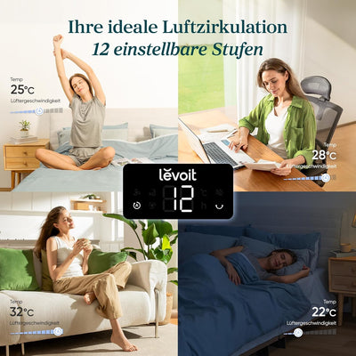 Levoit 20 dB sehr leiser Turmventilator mit Fernbedienung, 7,9 m/s Ventilator mit Kühlung, 90° oszil