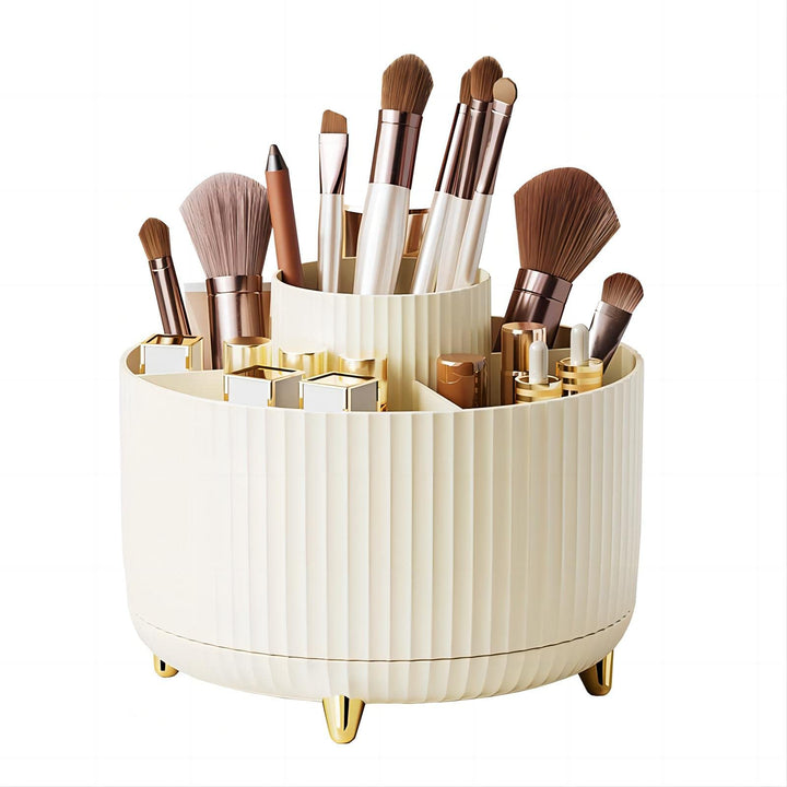 DASITON Make up Kosmetik Organizer mit 5 Fächern,360° Drehbarer Pinsel Organizer,Grosser Kapazität S