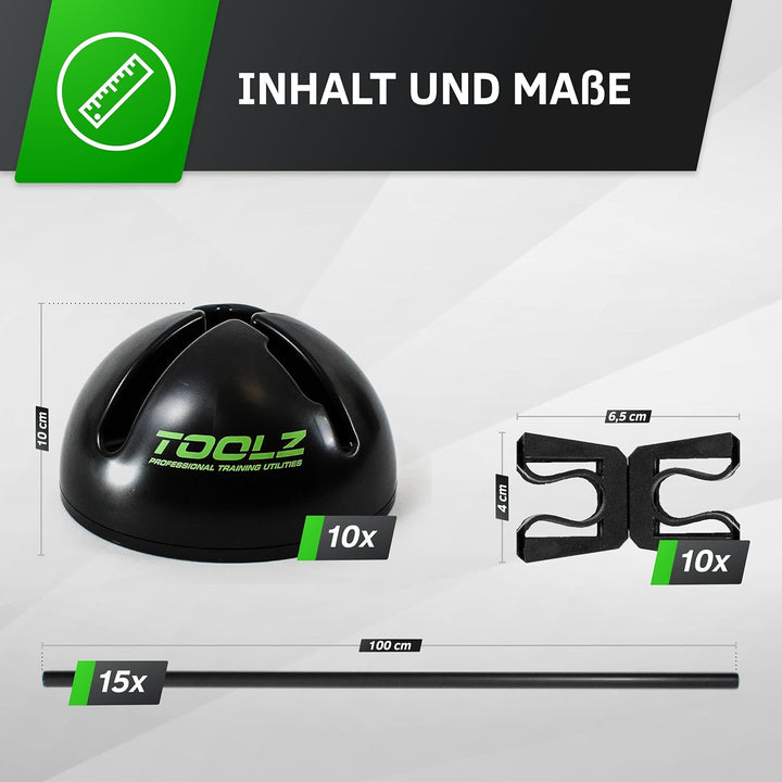 TOOLZ Koordinationshürden Set (5er-Set) – Agility Grid Set - Trainingsstangen & Clips für Parcours,
