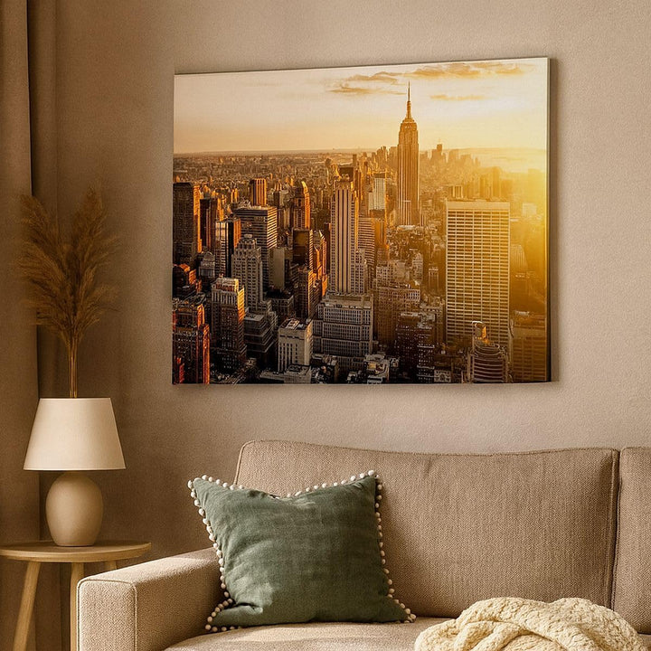 Bilder auf Leinwand 100x70cm Leinwandbild New York Wolkenkratzer Manhattan Gross Wanddeko Bild Schla