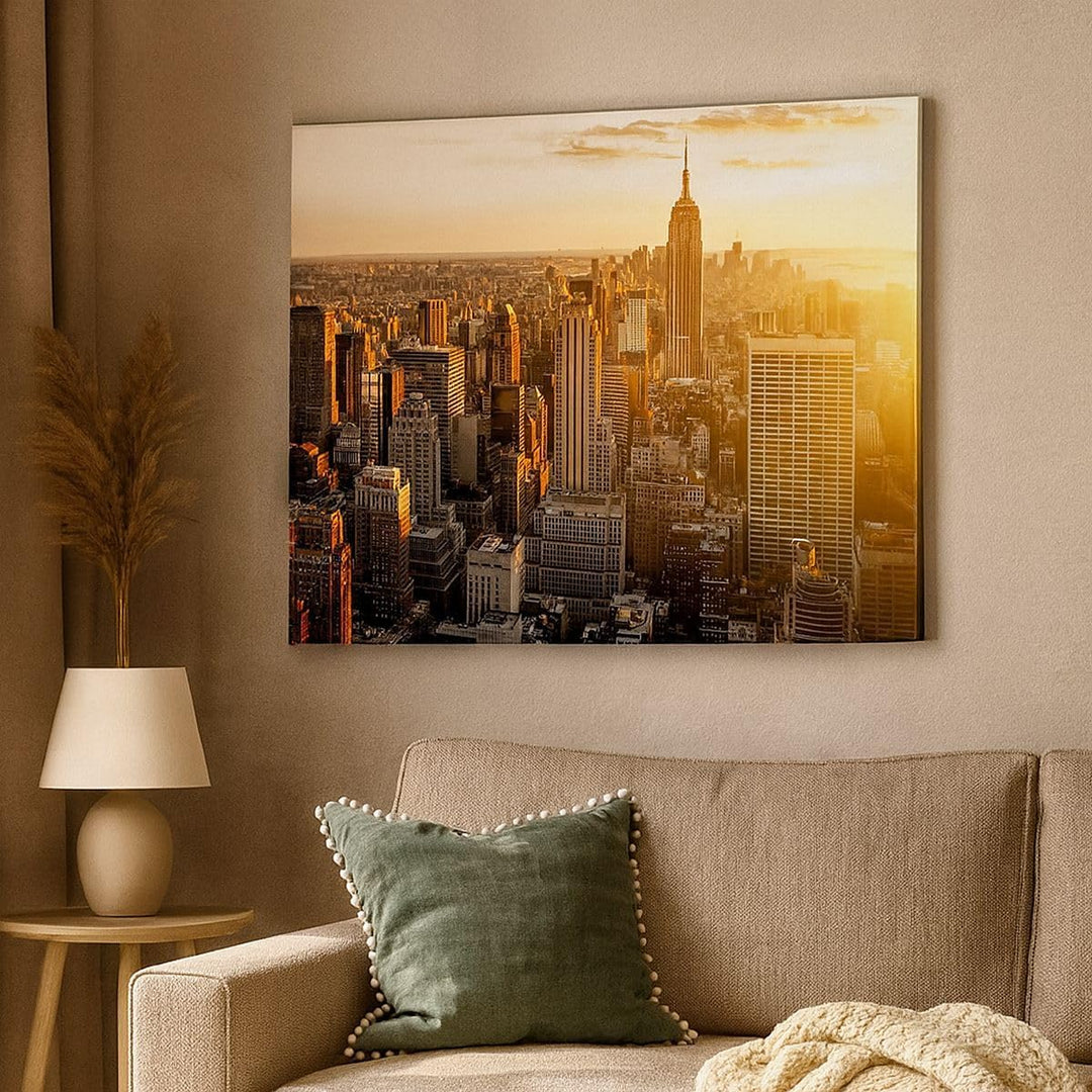 Bilder auf Leinwand New York Wolkenkratzer Manhattan Leinwandbild 70x50cm Wandbilder Dekoration Wohn