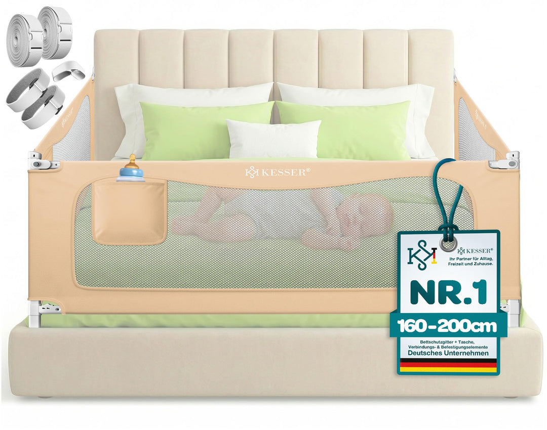 KESSER® Bettschutzgitter 180 cm, Bettgitter Kinderbett höhenverstellbar | Rausfallschutz Bett für Ba