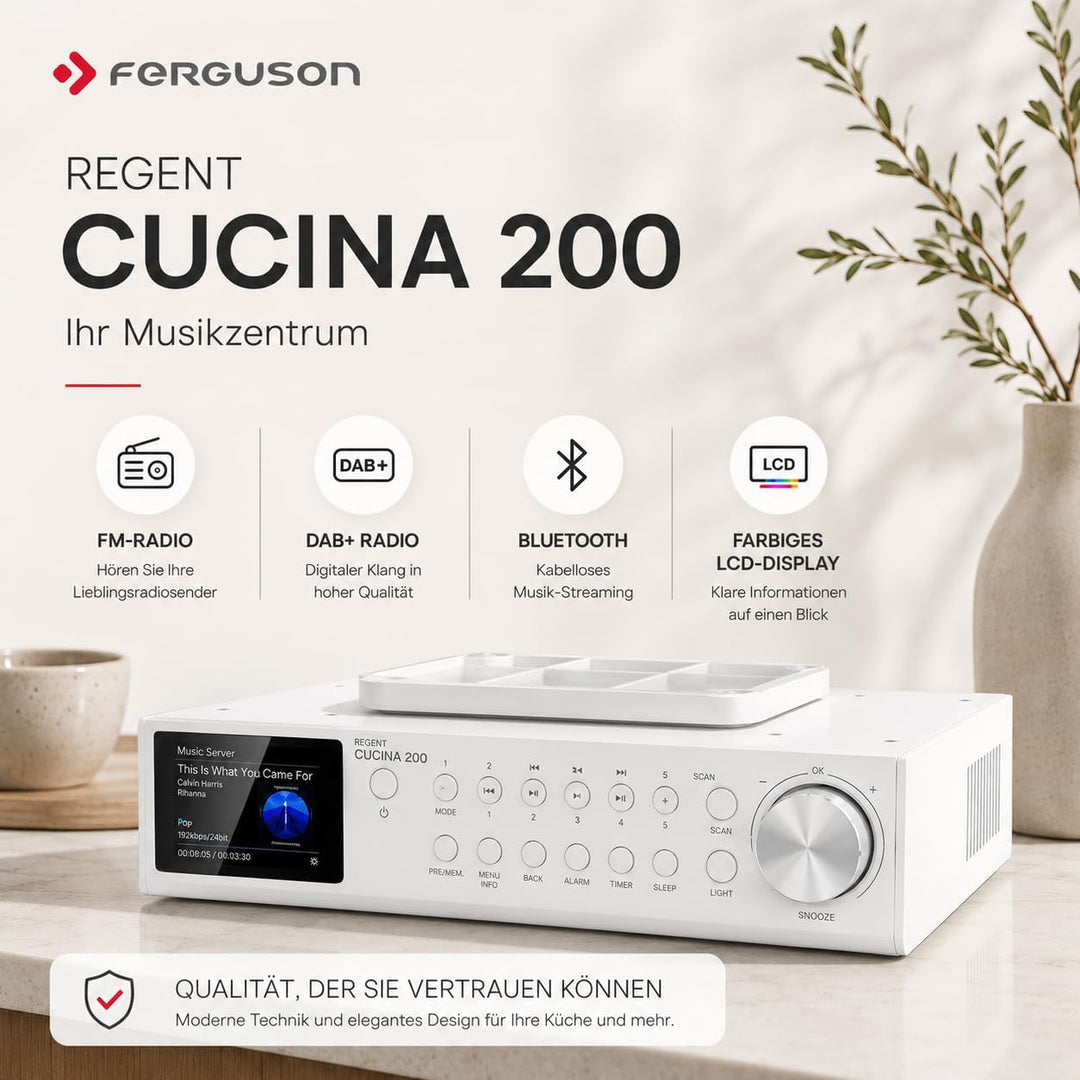Regent Cucina 200 Küchenradio Unterbau Dab Radio mit Bluetooth FM/DAB+ Radio mit Led Leiste Küche, F