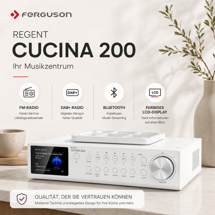Regent Cucina 200 Küchenradio Unterbau Dab Radio mit Bluetooth FM/DAB+ Radio mit Led Leiste Küche, F