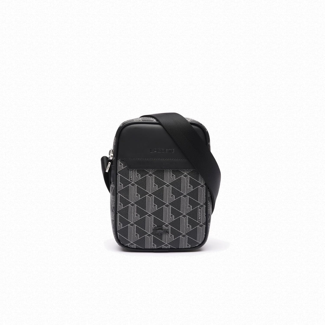 Lacoste Herren Nh4410lx Handtasche, Monogram schwarz grau, Einheitsgrösse, Monogram Schwarz Grau