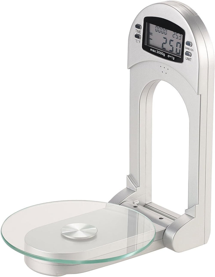 Rosenstein & Söhne Wandwaage: Digitale Küchenwaage zur Wandmontage, klappbar, Timer, 3 kg Tragkraft