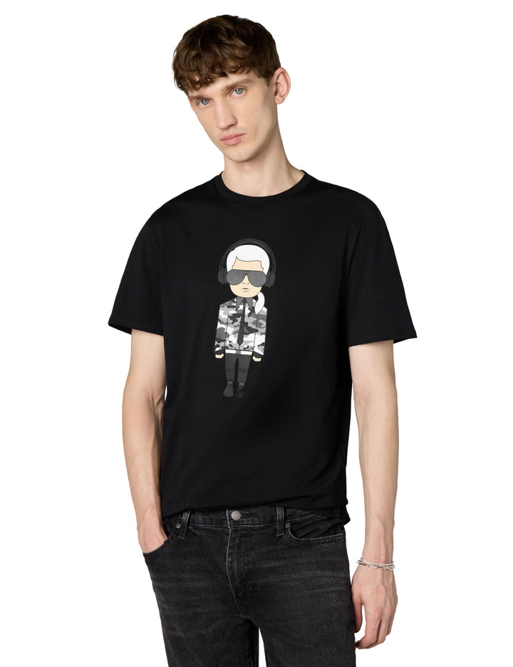 KARL LAGERFELD Herren Reflektierendes Karl with Headphones T-Shirt, Schwarz