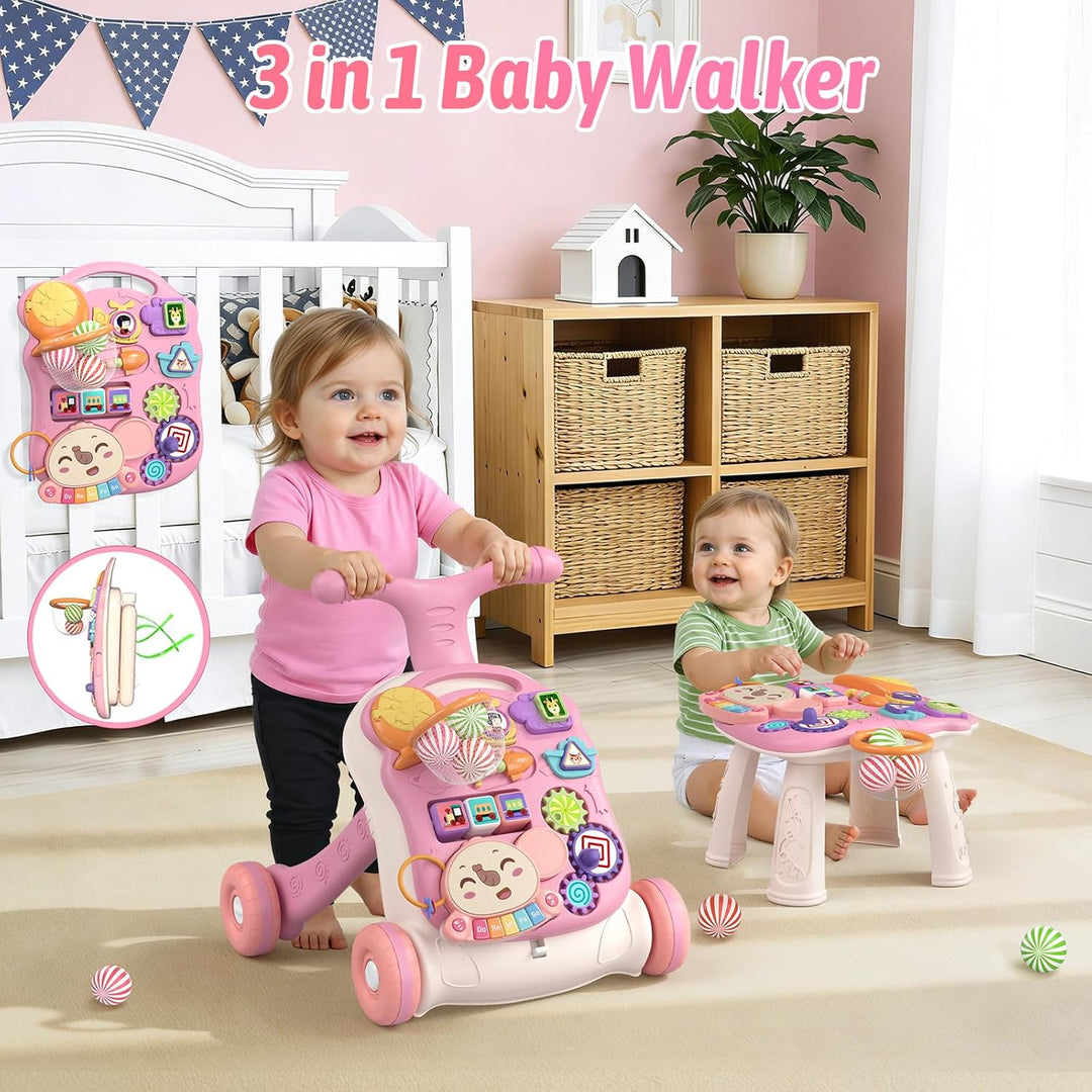 QDRAGON Lauflernhilfe, Baby Lauflernwagen mit Regulierbarer Geschwindigkeit Baby Walker Gehhilfe mit