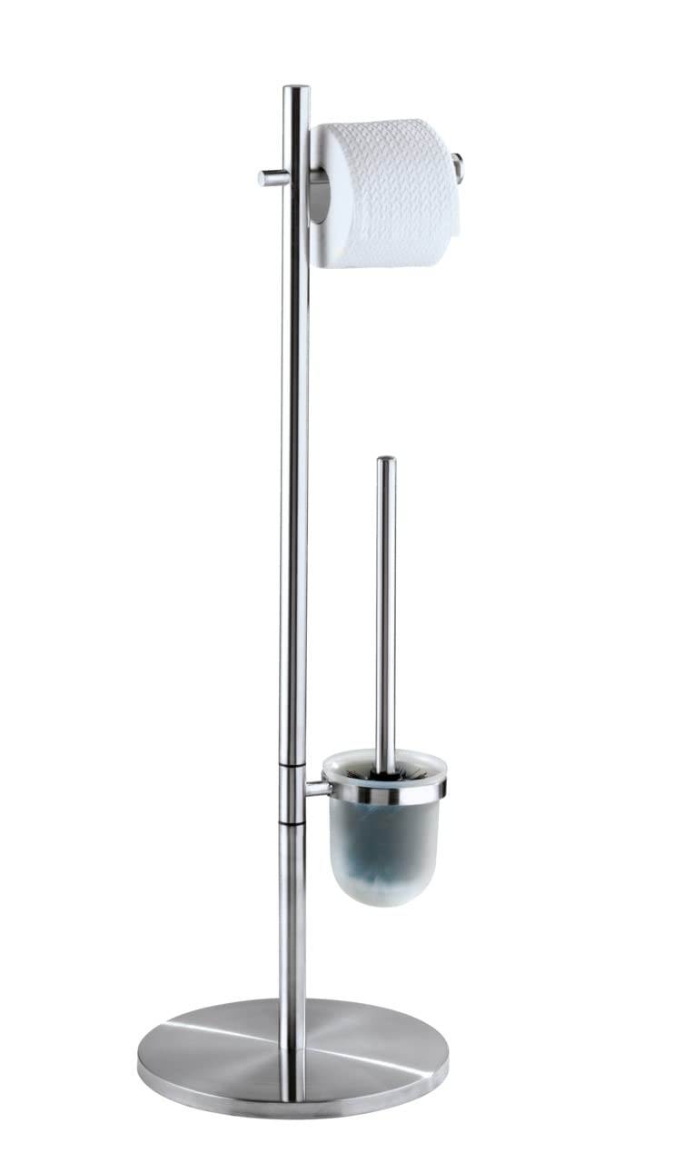 WENKO Stand WC-Garnitur Mod. Pieno Freistehend aus rostfreiem Edelstahl mit Toilettenpapierhalter un