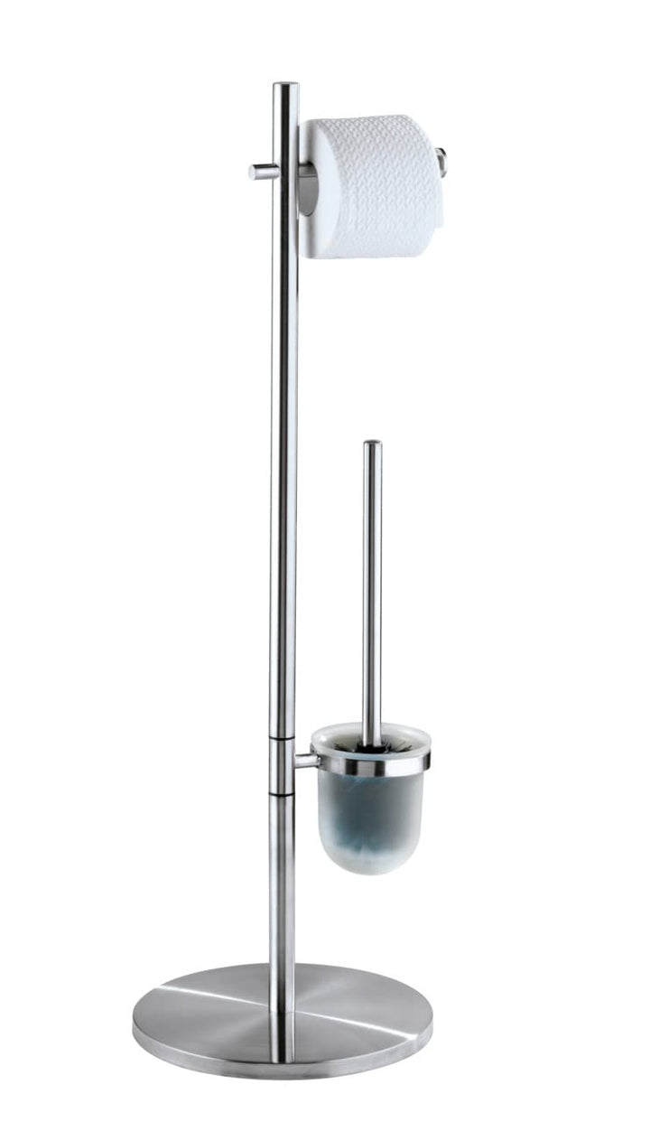 WENKO Stand WC-Garnitur Mod. Pieno Freistehend aus rostfreiem Edelstahl mit Toilettenpapierhalter un