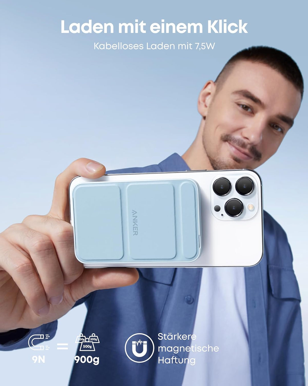Anker 622 Magnetische Kabellose Powerbank (MagGo), 5000mAh Klappbare Magnetische Powerbank mit USB-C