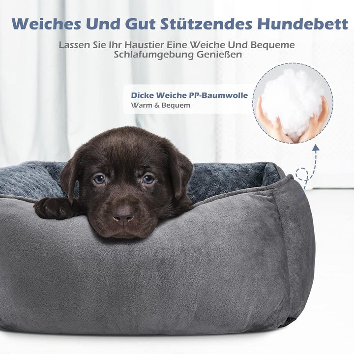 JOEJOY Hundebett Waschbar Flauschig, rutschfest Anti-Angst Hundekorb Weich Bequem Rosensamt, Haustie