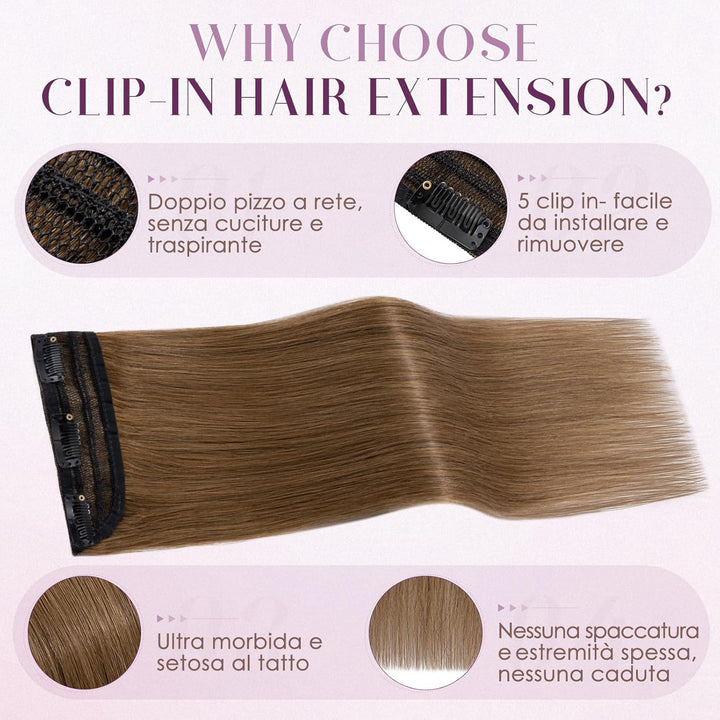 UK-Fashion-Shop Extensions Echthaar Clip In Remy Echthaar Haarverlängerungen Glatt 1 Tressen 5 Clips