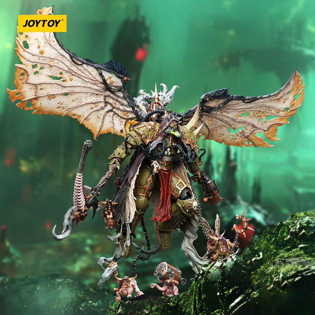 JOYTOY Warhammer 40k Mortarion，Daemon Primarch of Nurgle with Ancient Weapons‘The Lantern' and ‘Sile