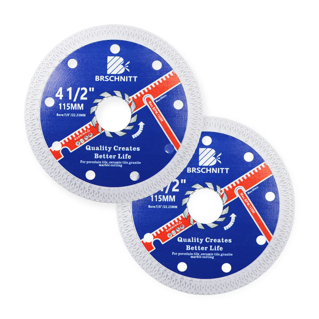 Diamant Trennscheibe Fliesenscheibe 115mm - 2 Stück BRSCHNITT Turbo Mesh Diamantklinge mit X Felgens