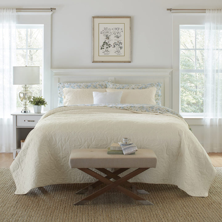Laura Ashley Felicity Collection Steppdecken-Set, ultraweich, für alle Jahreszeiten, wendbar, stilvo