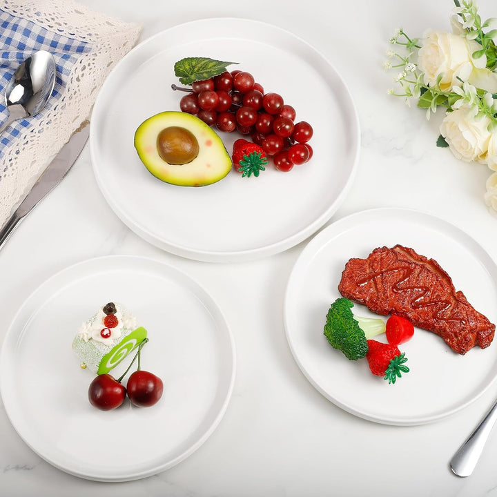 6 Stück Speiseteller, 20 cm Teller Set,Weiss Porzellan Speiseteller,Keramikteller für Salat, Pasta,