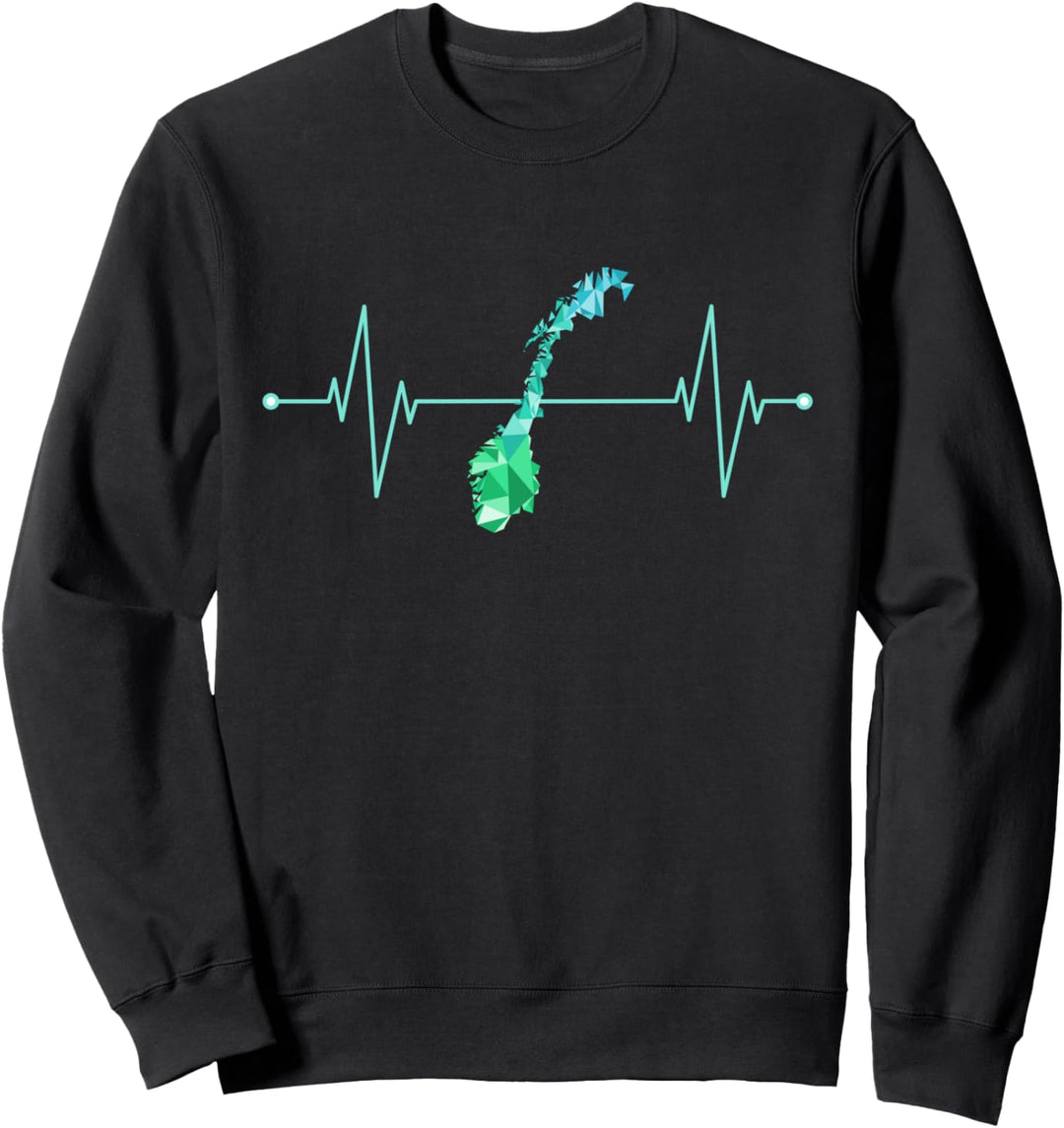 Norwegen Karte Herzschlag, Polygonstil Skandinavien Sweatshirt