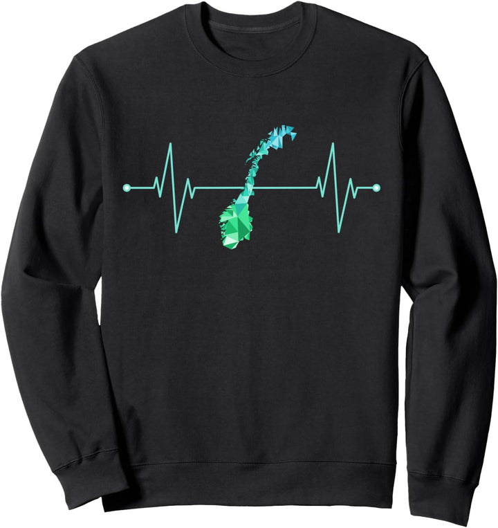 Norwegen Karte Herzschlag, Polygonstil Skandinavien Sweatshirt