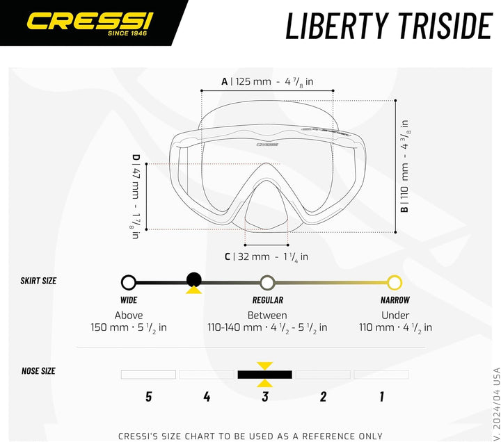 Cressi Liberty - Tauchen, Apnoe und Schnorchelmaske - Erhältlich in der Version mit Zwei/Drei Gläser