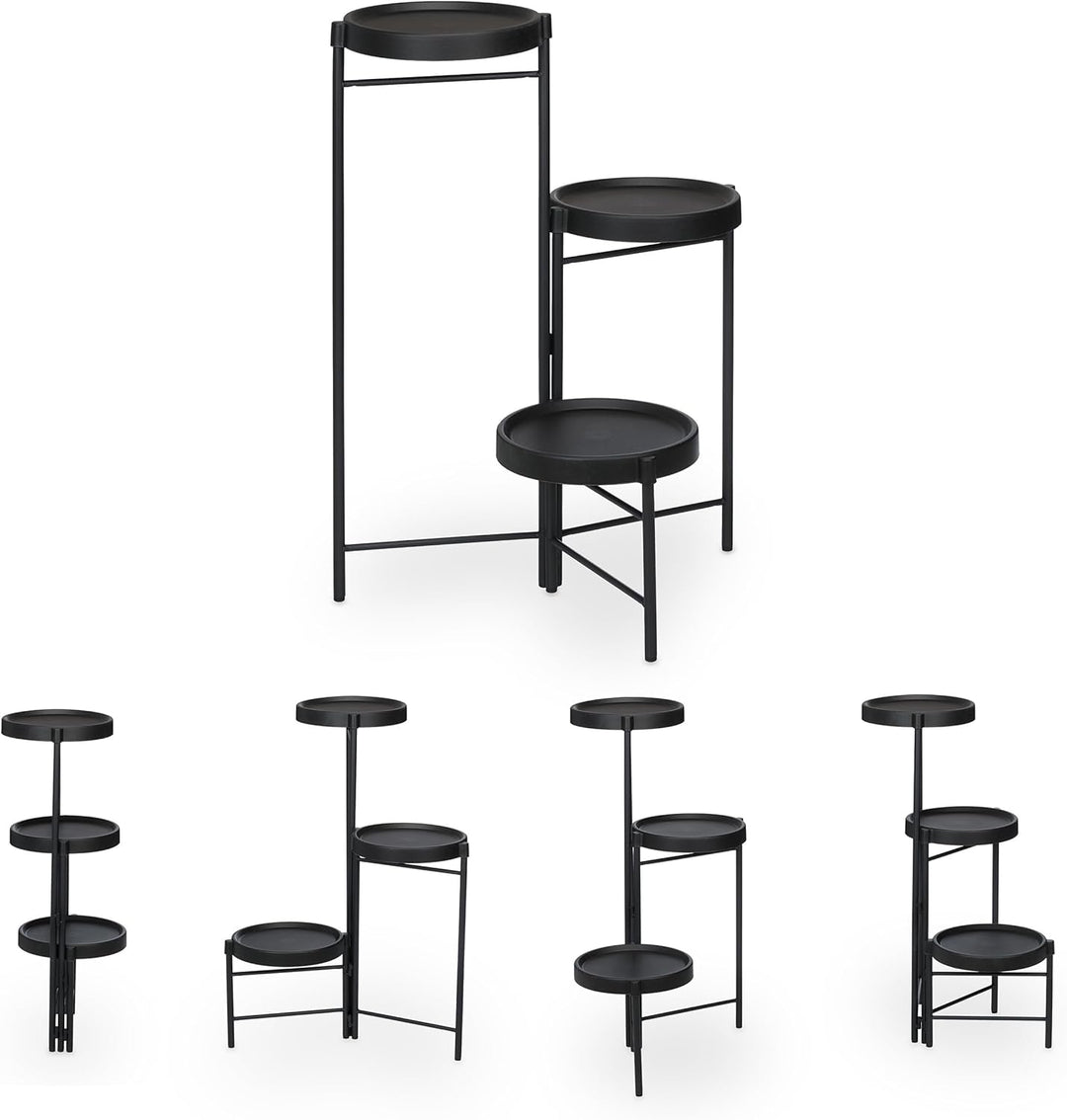 Relaxdays Blumenregal mit 3 runden Ablagen, für Blumen- & Pflanzentöpfe, Pflanzentreppe, HBT: 65 x 4