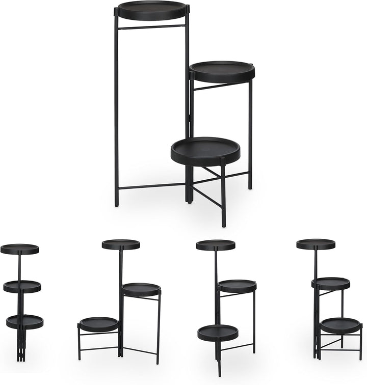 Relaxdays Blumenregal mit 3 runden Ablagen, für Blumen- & Pflanzentöpfe, Pflanzentreppe, HBT: 65 x 4