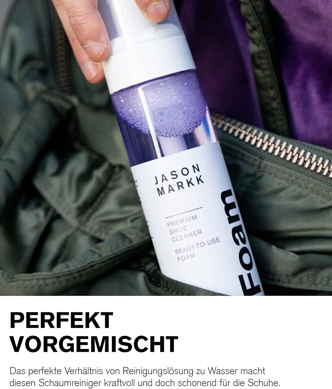 Jason Markk Gebrauchsfertiger Reinigungsschaum + Premium-Bürste + Mikrofasertuch-Bundle - Ultimative