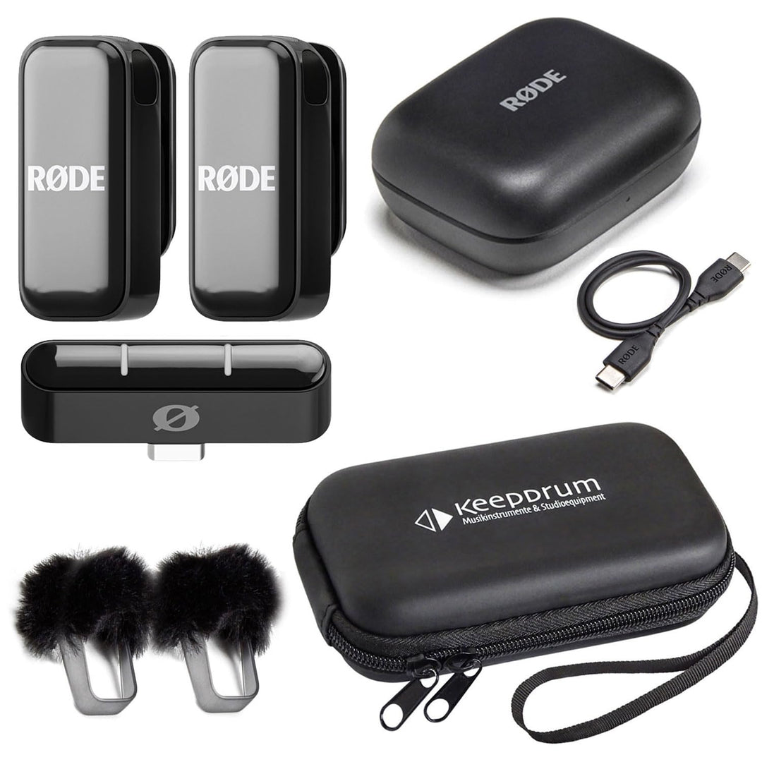 Rode Wireless Micro Drahtloses Mikrofon-System USB-C mit keepdrum Soft-Case Tasche Wireless Micro US