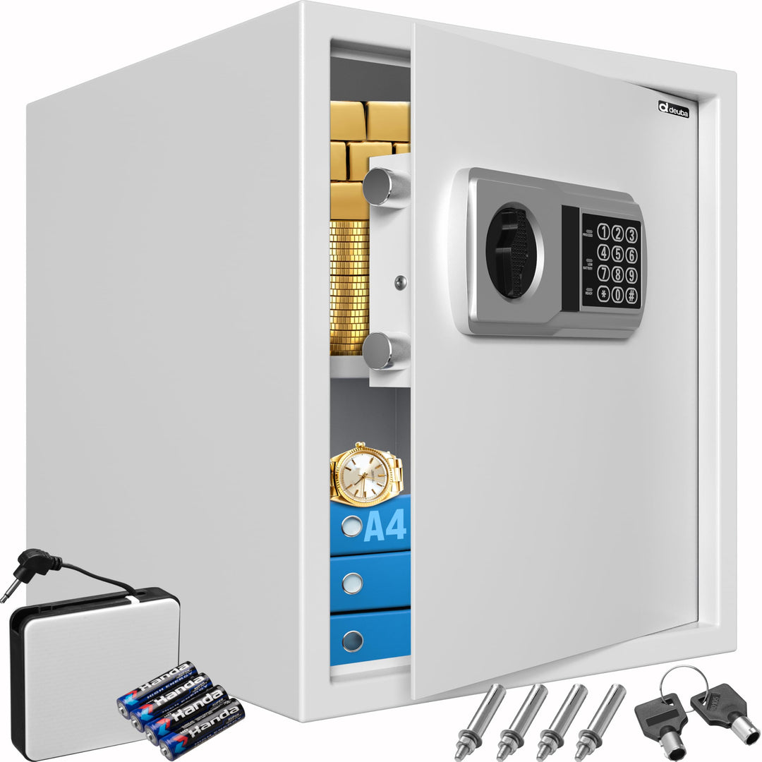 DEUBA® XXL elektr. Tresor 35x40x40cm 4mm Türstärke Doppelstahlbolzen Innenbeleuchtung inkl. Montagem