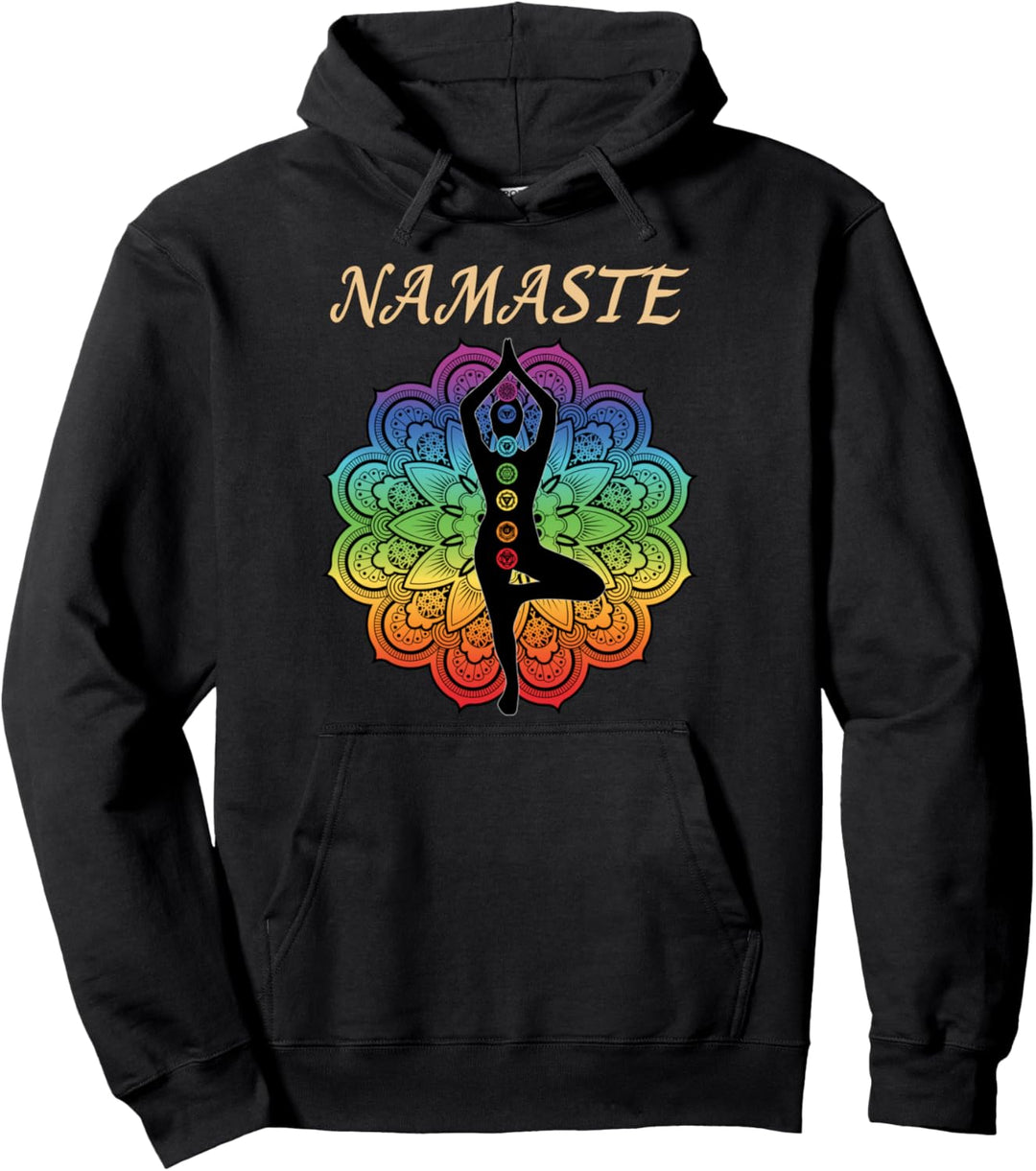 Yoga & Chakra Buddhismus Symbole Lotus Mandala Namaste Pullover Hoodie