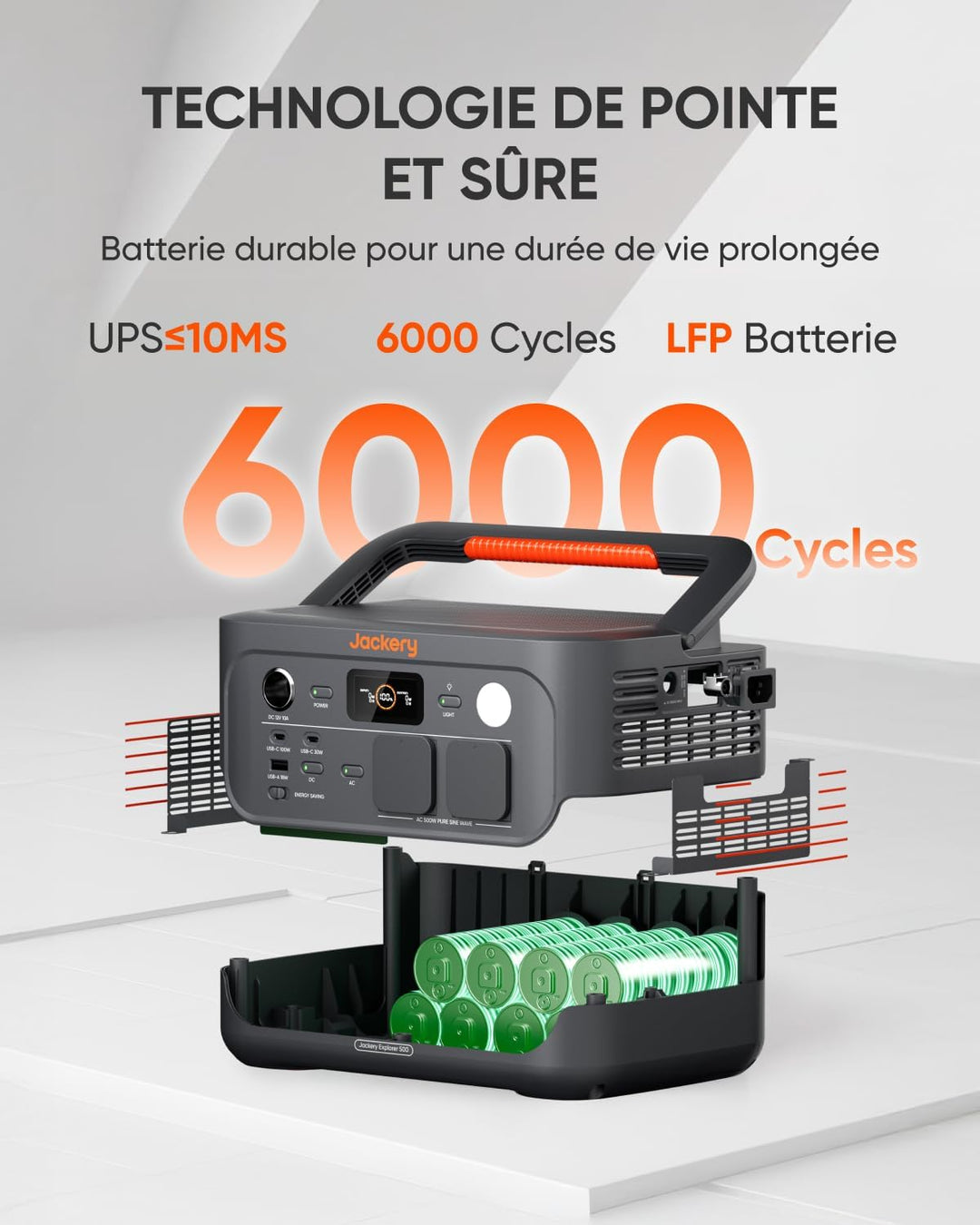 Jackery Explorer 500 V2 Tragbare Powerstation mit 12V KFZ-Ladekabel, 512Wh Solargenerator 230V/500W