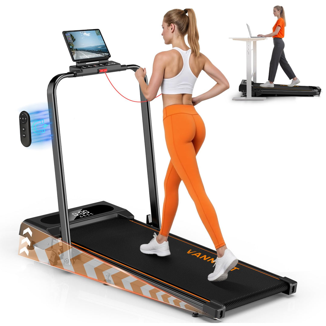 Laufband für Zuhause, VANNECT Walking Pad, 1-12 km/h Klappbares Laufband mit 9% Steigung, Ultra-Leis