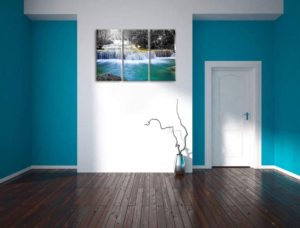 Pixxprint Wilder Bach im Urwald als Leinwandbild | Grösse: 3 Teilig (120x80) | Wandbild| Kunstdruck