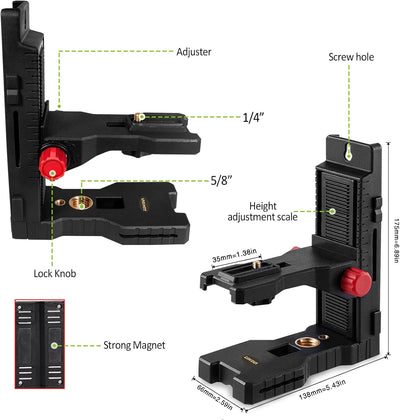 Zokoun Magnethalterung Laser Level Adapter - Alternative zu einem Standard 1/4 "und 5/8" Gewinde, vo