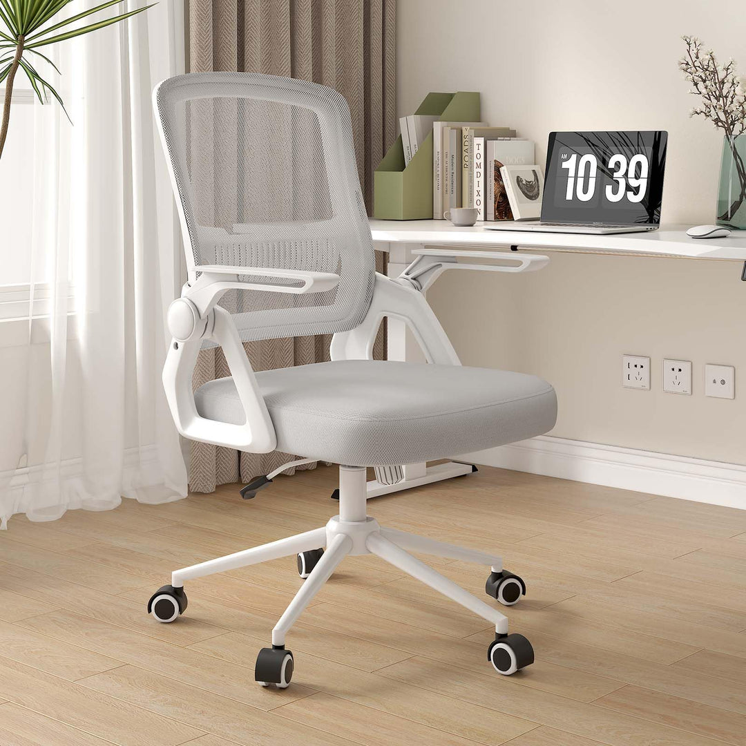 naspaluro Bürostuhl mit Hochklappbare Armlehnen, Schreibtischstuhl Ergonomisch, Drehstuhl mit Netzbe
