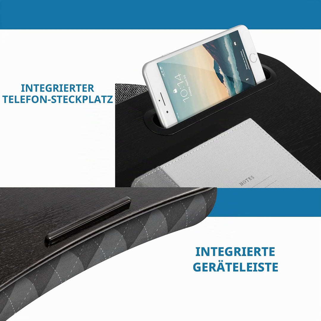 LAPGEAR Designer Schossschreibtisch mit Telefonhalter und Geräteleiste, für Laptops bis zu 15,6 Zoll