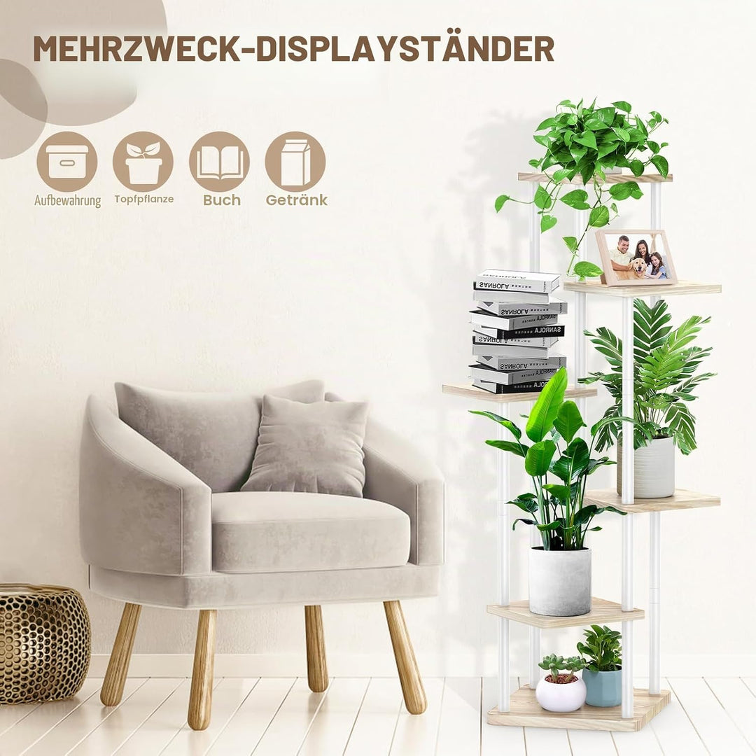 6-Tier Hölzern Blumenregal Pflanzenregal, Mehrstöckig Blumenständer Pflanzenständer Blumenbank Blume