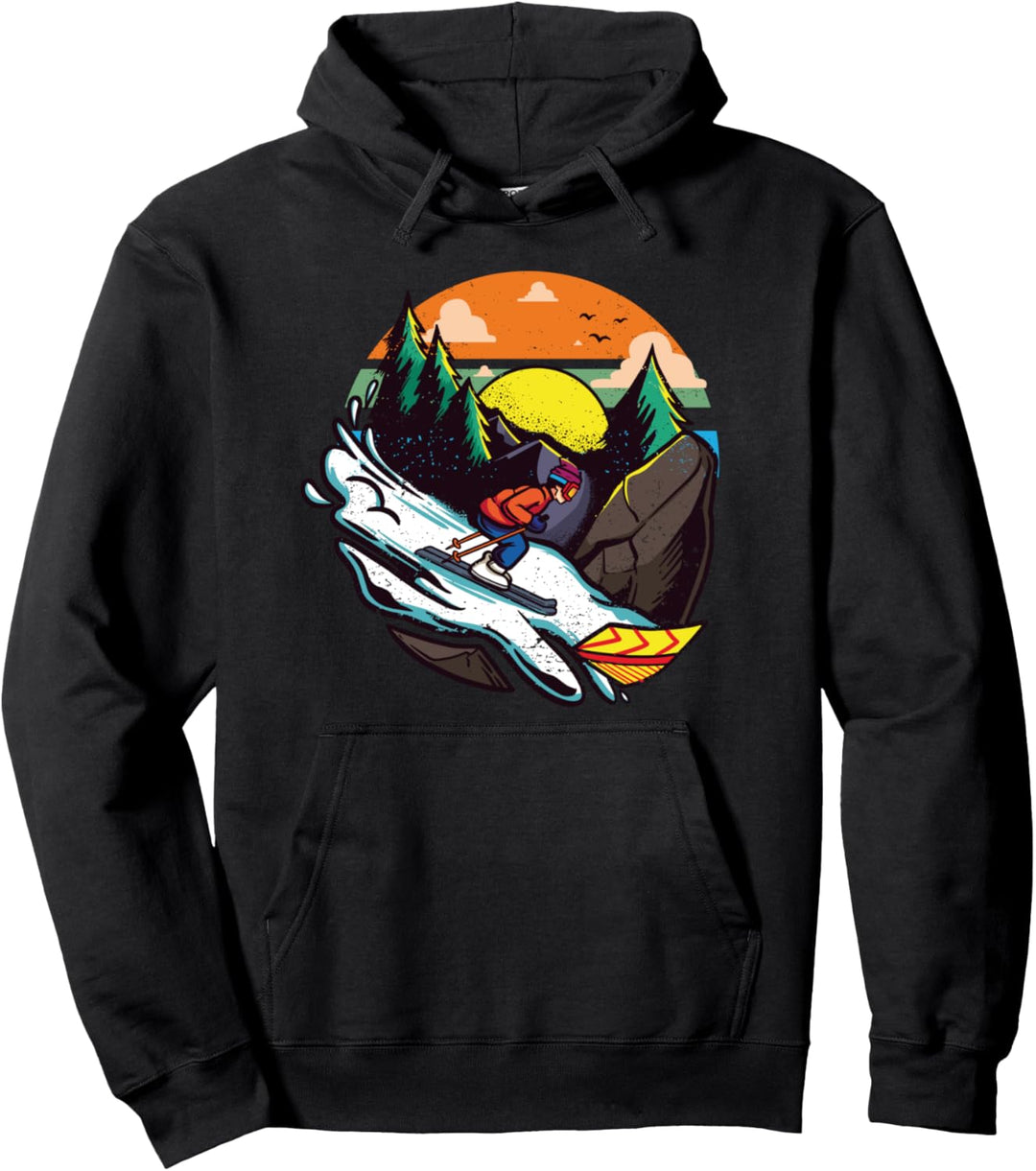 Retro Stil 70er 80er Jahre Ski Wintersport Geschenk Pullover Hoodie