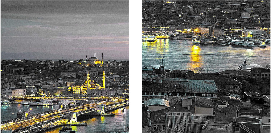 Runa Art Bild Modern Istanbul Türkei - Made in Germany - Wandbilder Stadt Skyline Schwarz 4 Teilig 6