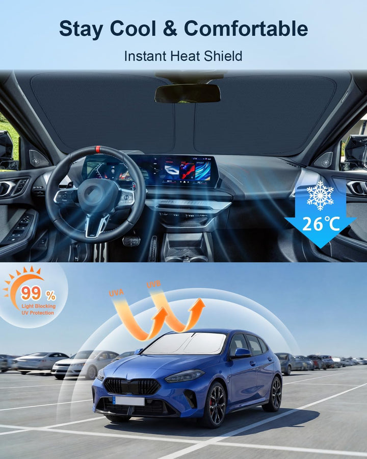 BIXUAN Frontscheiben-Sonnenschutz kompatibel mit BMW 1er F70 2025 2026 2027 Auto Sonnenschutz Abdeck