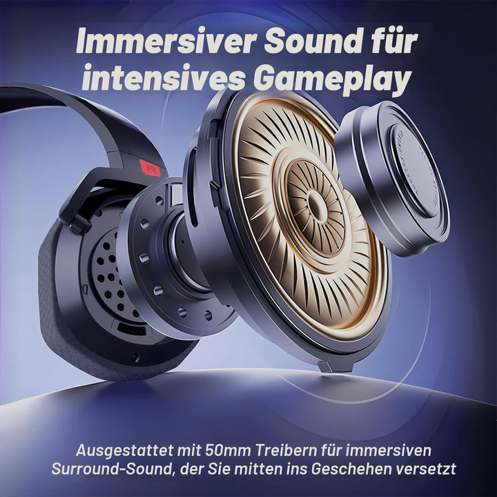 NUBWO G06 Wireless Gaming Headset für PS5, PS4, PC, Rauschunterdrückung über Ohr-Gaming-Kopfhörer mi