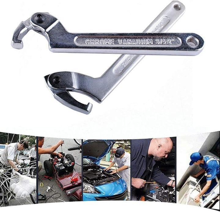 Poweka C Verstellbar Hakenschlüssel 4 Stück Schraubenschlüssel Enthält 3/4-2", 1 1/4-3", 2-4 3/4", 4