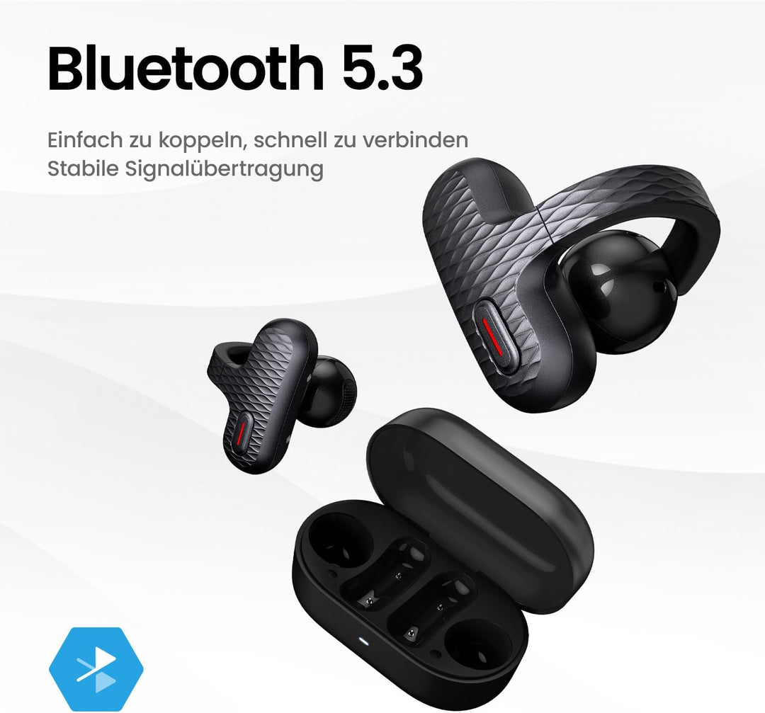 Amazfit Up Bluetooth Kopfhörer, Kabellose Open-Ear-Ohrhörer mit Touch-Steuerung, IPX4 Wasserfest & S