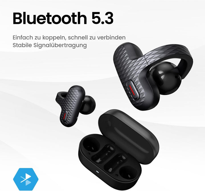 Amazfit Up Bluetooth Kopfhörer, Kabellose Open-Ear-Ohrhörer mit Touch-Steuerung, IPX4 Wasserfest & S